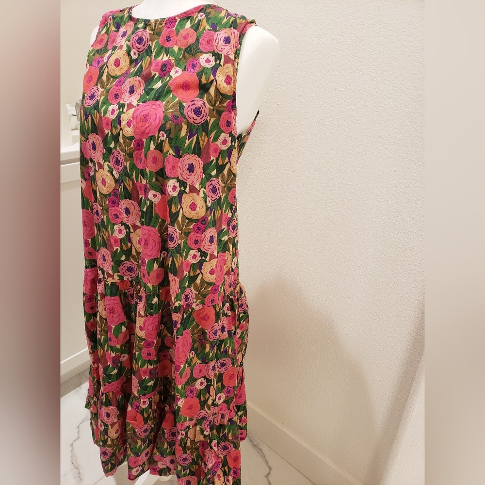 Floral Pink and Green Dress